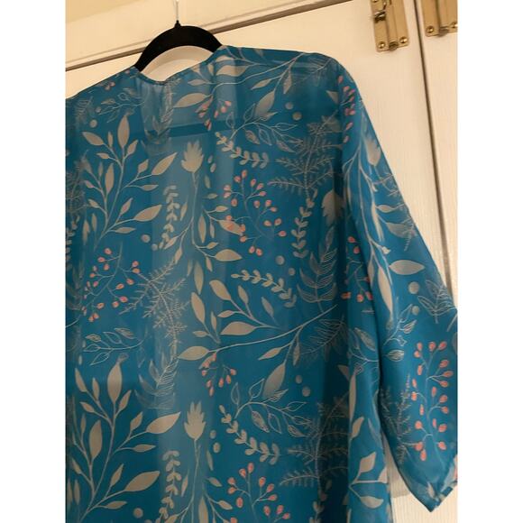 Open front light weight artsy fairy whimsical 3/4 sleeve coverup Petite medium - Picture 5 of 7